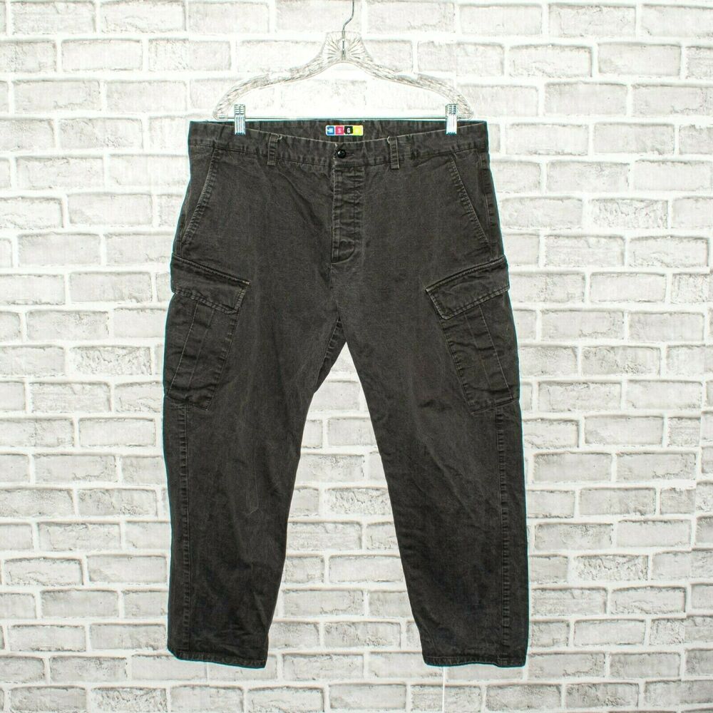 MSGM Cropped Cargo Pants Gray Cotton Made in Italy Size 54